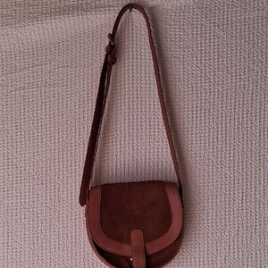 American Eagle Outfitters Brown Suede & Leather Crossbody Bag